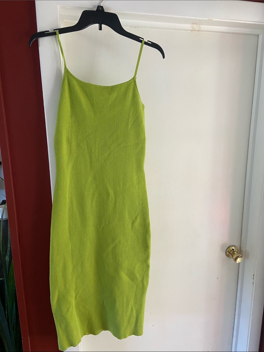 Lush Lime Green Ribbed Midi Slip Dress